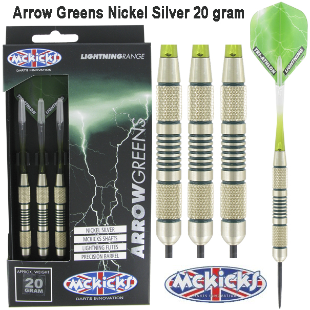 100420 McKicks Steeltip Darts Arrow Greens 20 Total