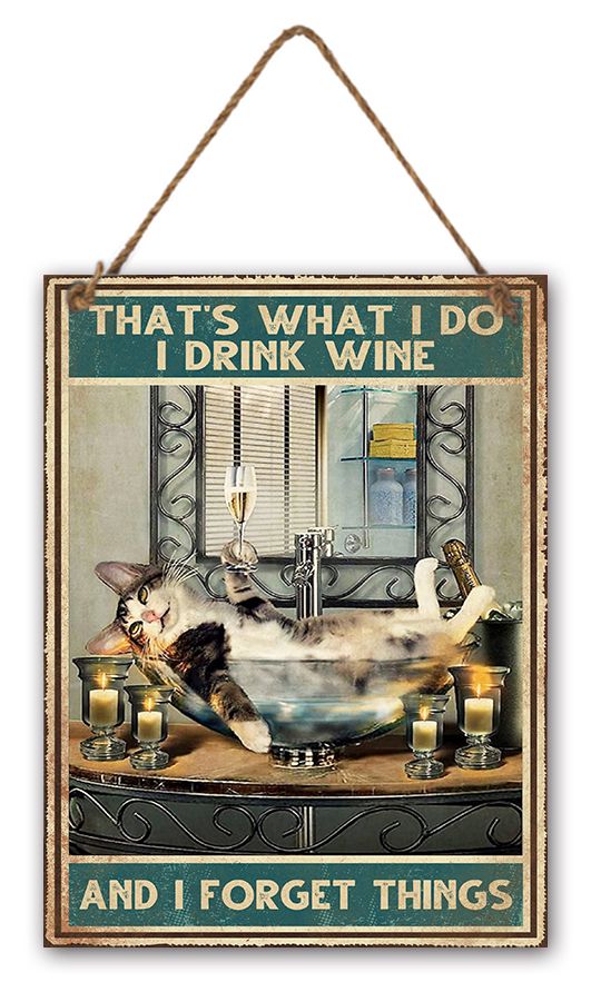 Wall Hanger Metal I Drink Wine 30x40cm