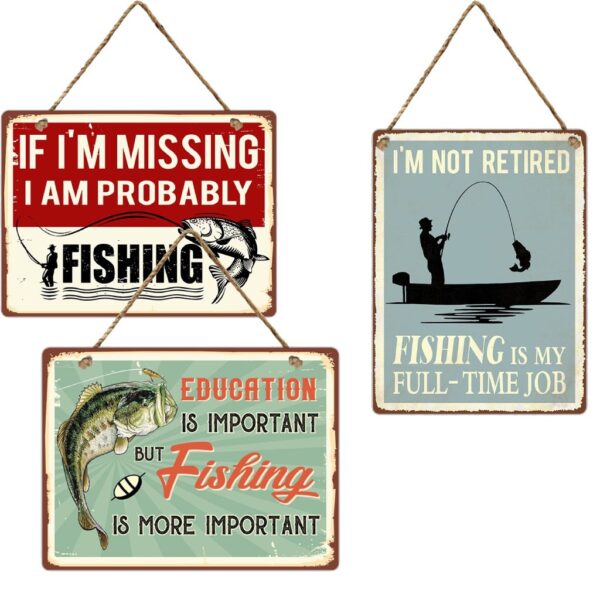 Wall Hanger Metal Fishing Mix/3 30x40cm