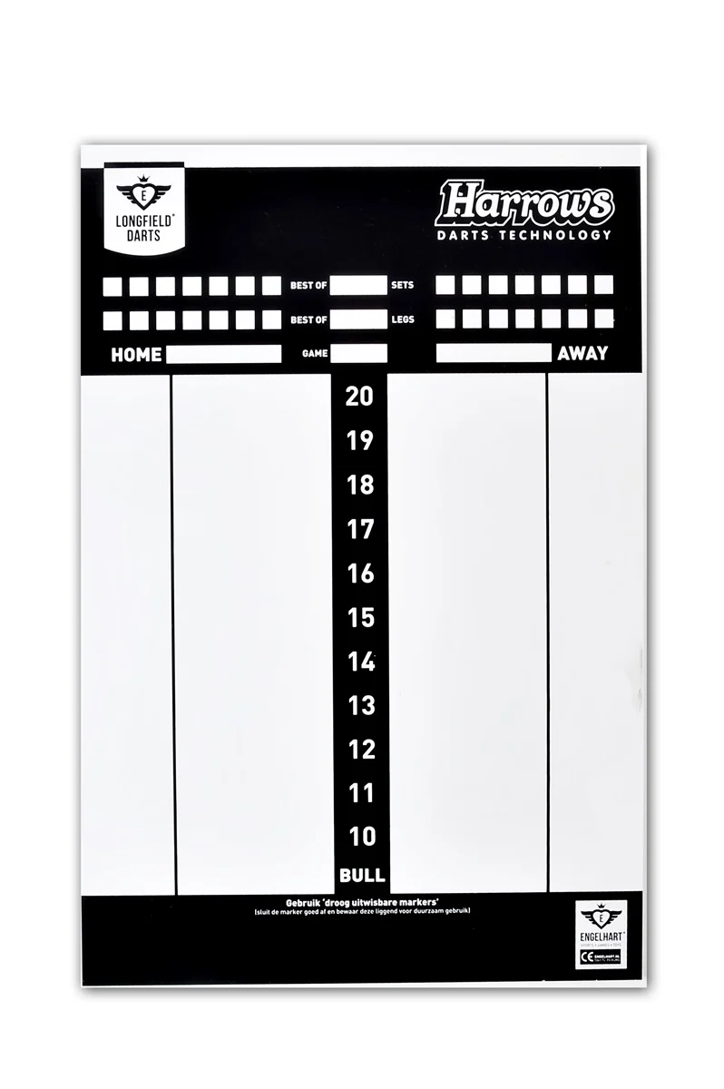 Longfield \ Harrows Scorebord voor darts, pvc, afm 45x30 cm / VPE 1/50