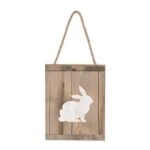 Sign rabbit historic wood 15x19x1.5cm Natural/White