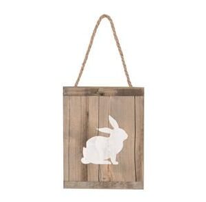 Sign rabbit historic wood 15x19x1.5cm Natural/White