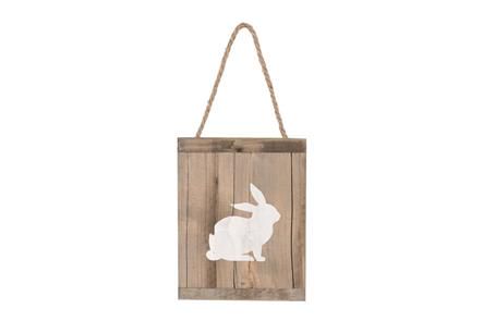 Sign rabbit historic wood 15x19x1.5cm Natural/White