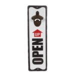 Bieropener "Open Up" zwart/wit metaal 10,5x36x3,5cm