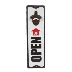 Bieropener “Open Up” zwart/wit metaal 10,5x36x3,5cm