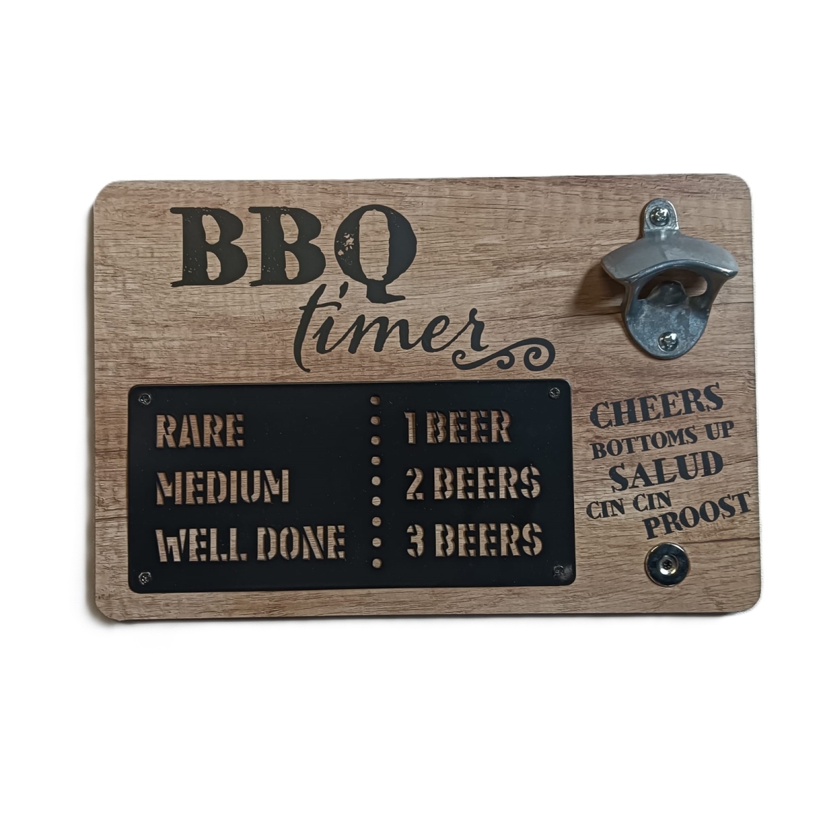 Fles Opener BBQ Timer MDF Met Magneet 30x4x20 cm