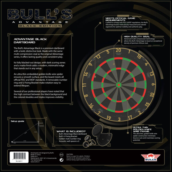 PRE - ORDER Bull's Advantage Black Dartboard PRE - ORDER