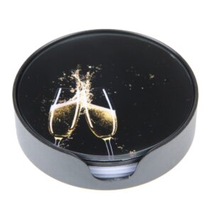 Set/4 glazen onderzetters Ø10cm wijn