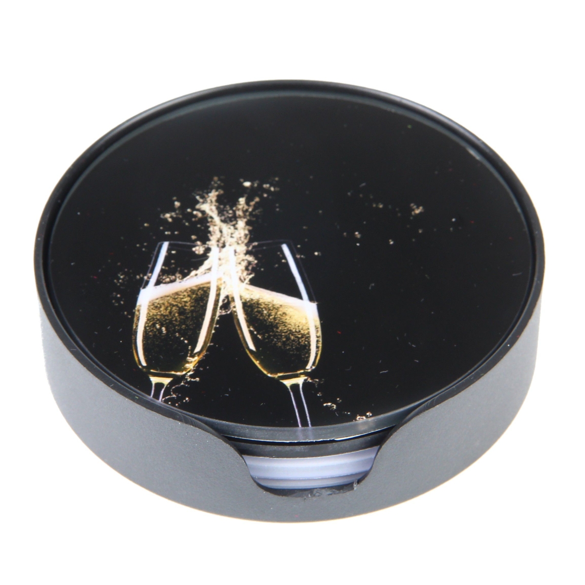 Set/4 glazen onderzetters Ø10cm wijn