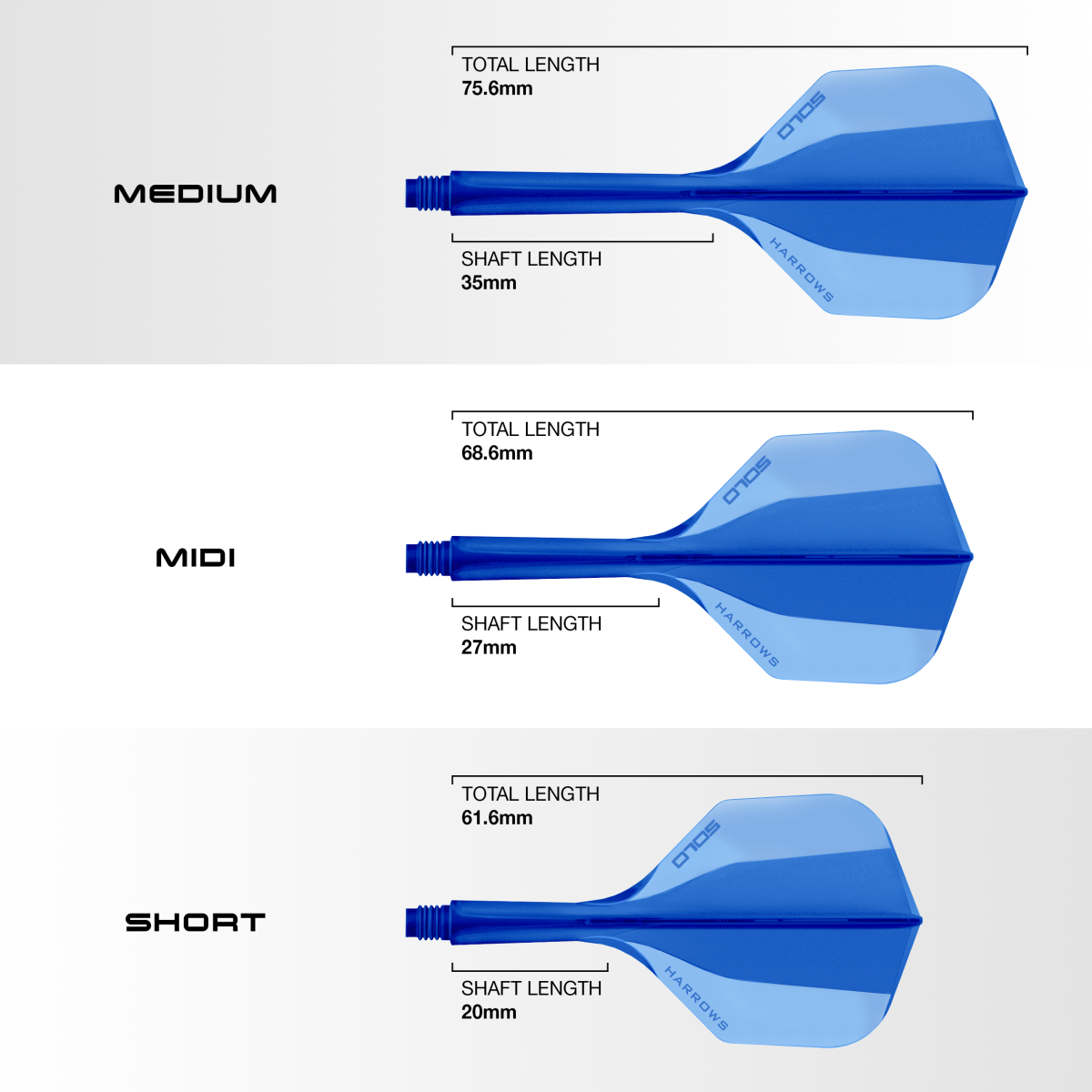Harrows Solo geïntegreerde Flights en Shaft No.6 Blue