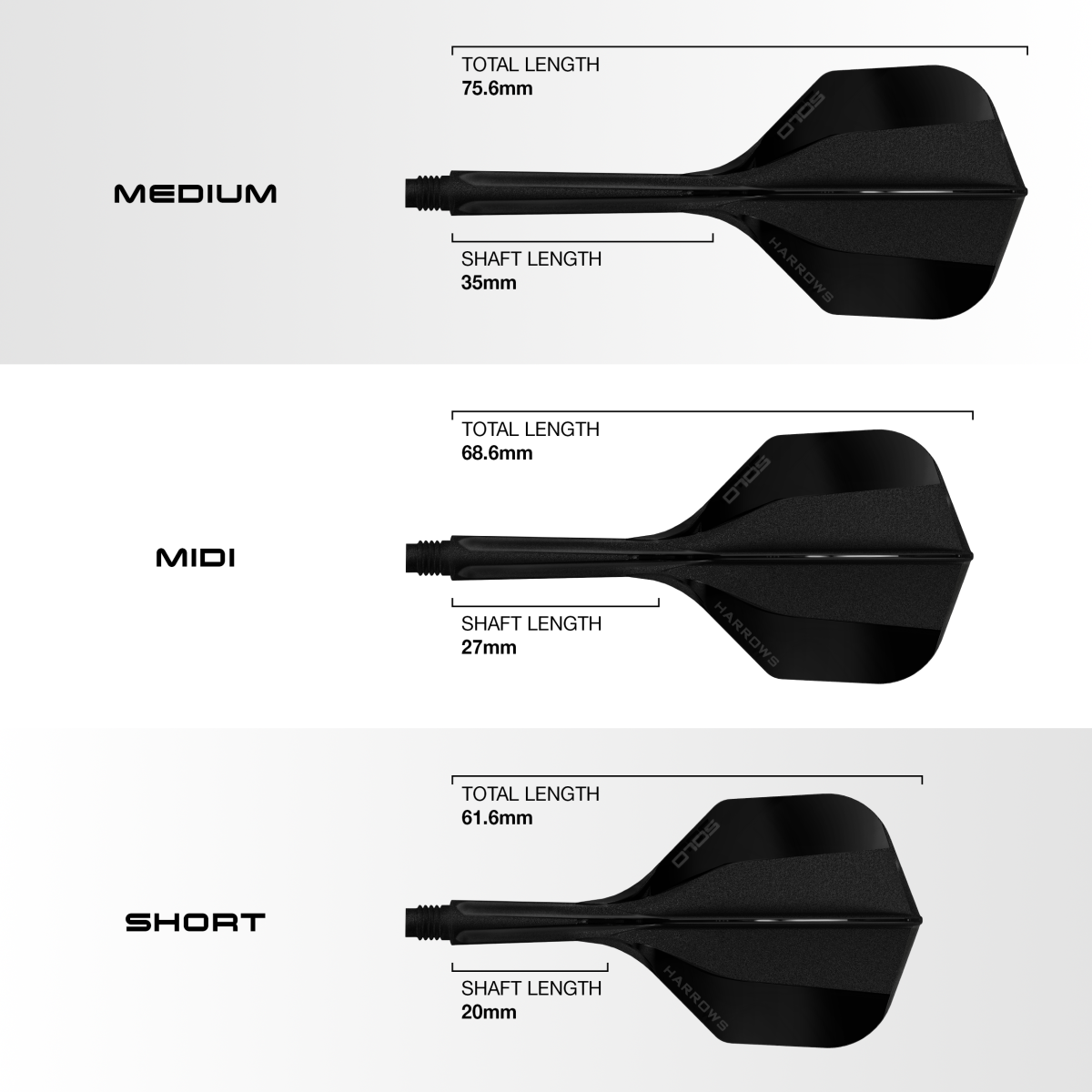 Harrows Solo geïntegreerde Flights en Shaft No.6 black