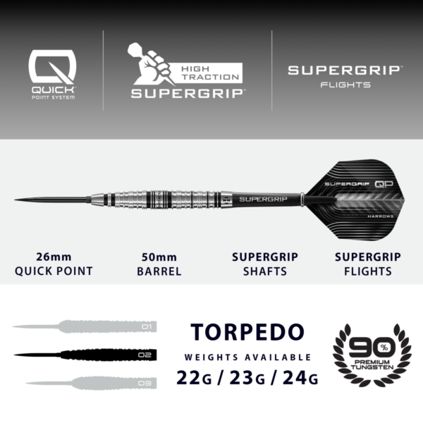 Harrows Supergrip QP Torpedo 90% tungsten