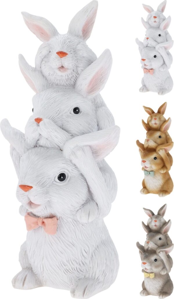 Konijn 3 op elkaar Horen Zien Zwijgen Hoogt 13cm Polyester Prijs per Stuk