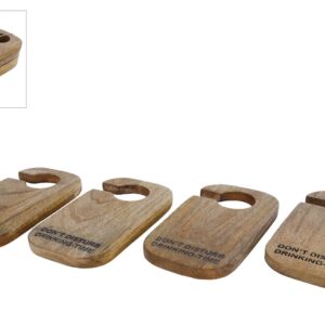 Onderzetter “Drinking Time” naturel set/4 mango 16×8,5×0,8cm