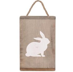 Sign rabbit historic wood 19x29x1.5cm Natural/White