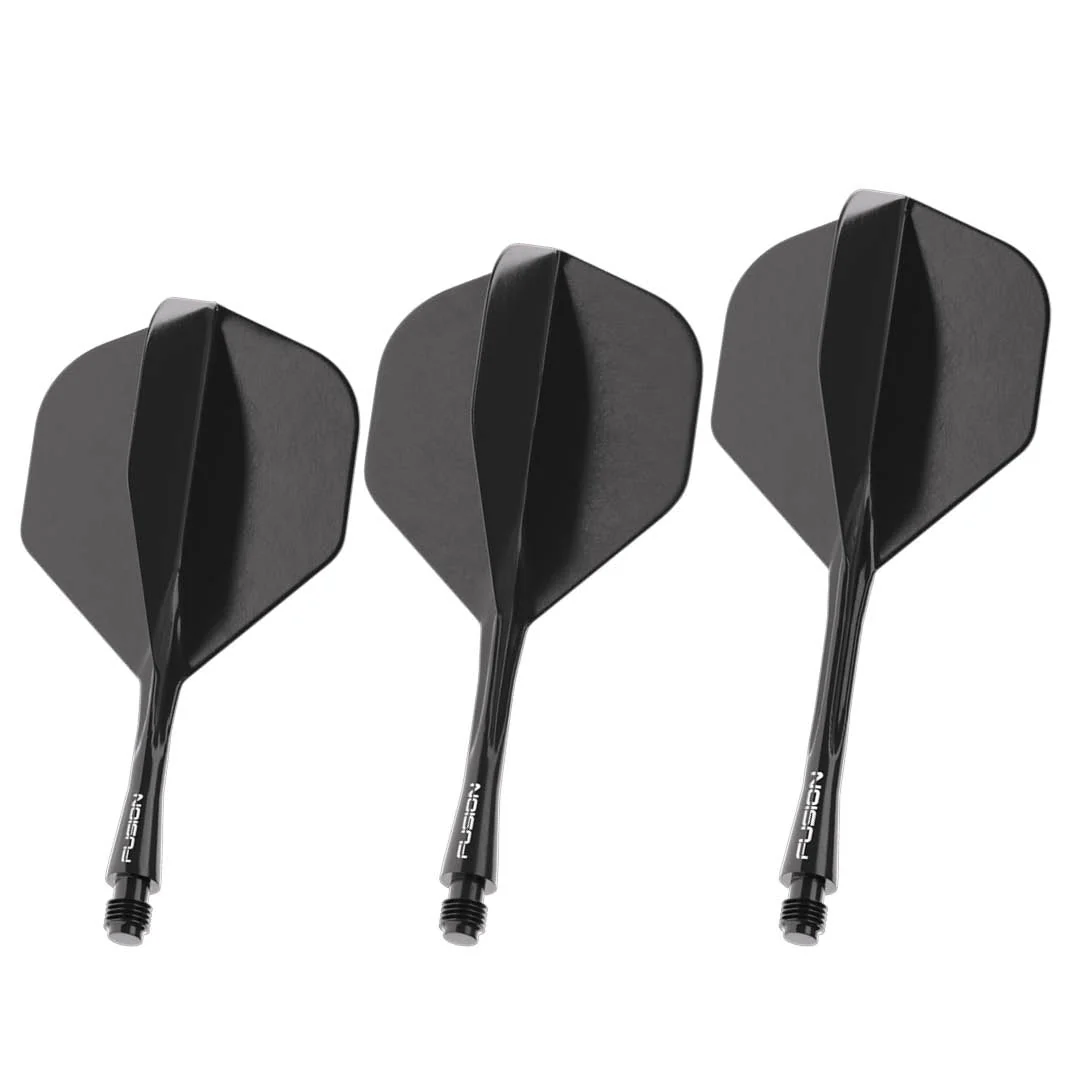 Winmau Fusion No2 geïntegreerde Flights en Shaft Zwart