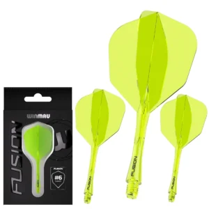 Winmau Fusion No6 geïntegreerde Flights en Shaft Geel