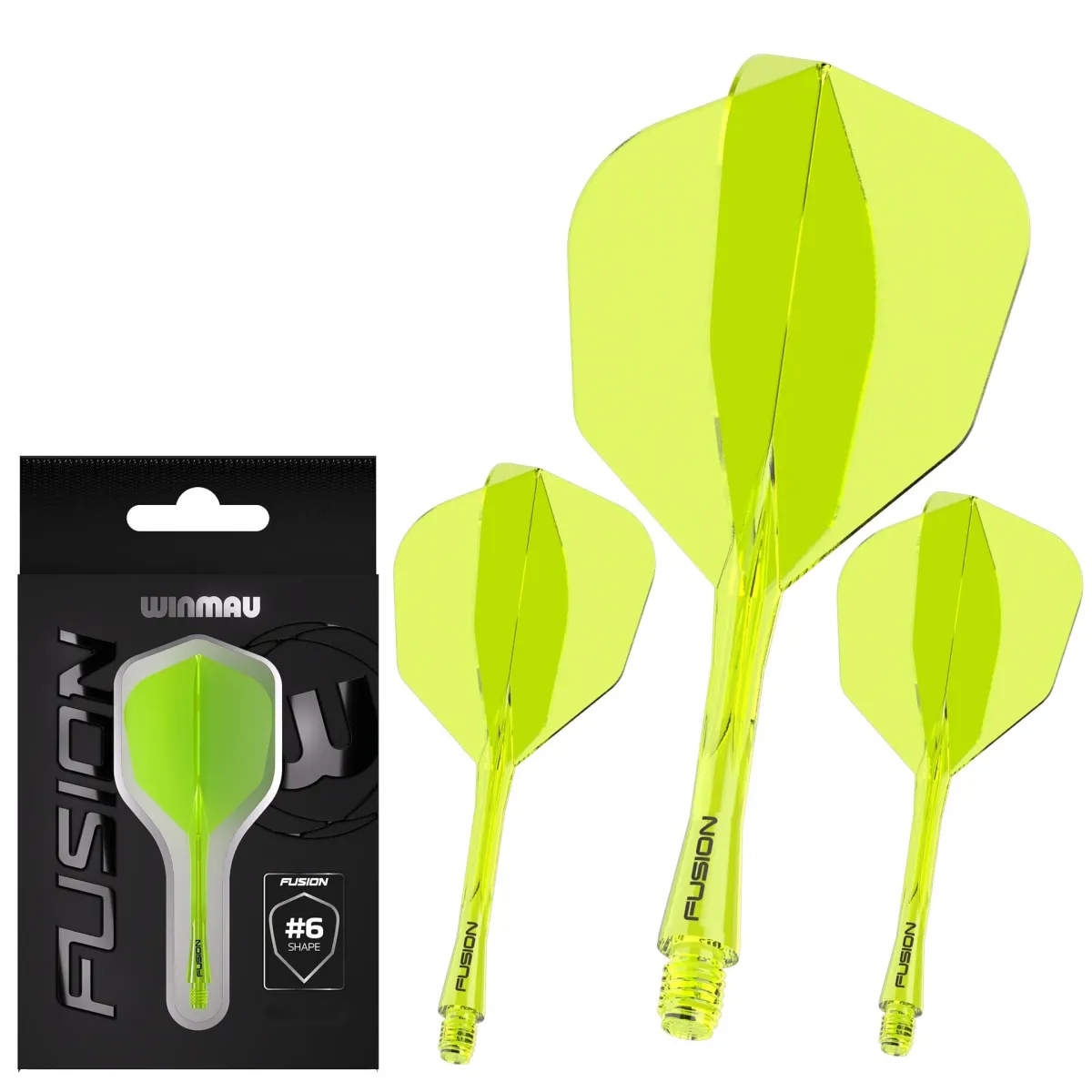 Winmau Fusion No6 geïntegreerde Flights en Shaft Geel